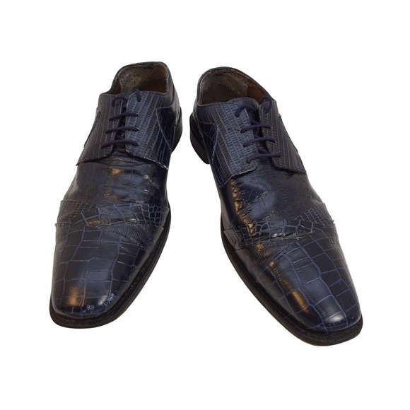 Stacy Adams Other - Midnight Blue Crocodile Embossed Leather Oxford Dress Shoes Mens Size 10 W